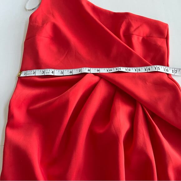 New ASOS DESIGN One Shoulder Pleat Detail Bodycon Maxi Dress Red Women's SIZE 12 - Picture 4 of 10